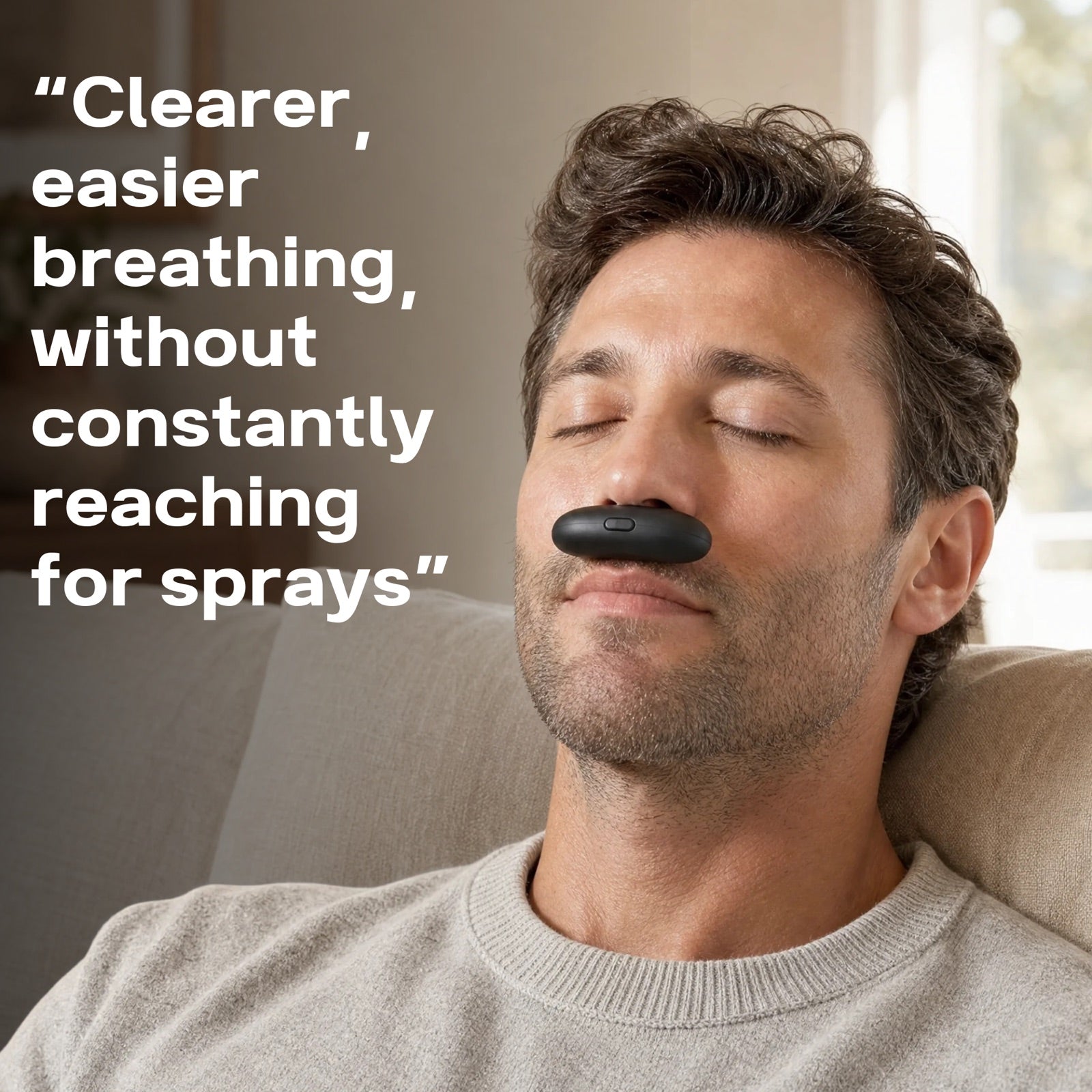 Man using the LUMIFLUX Breathe Pro for clearer, easier breathing